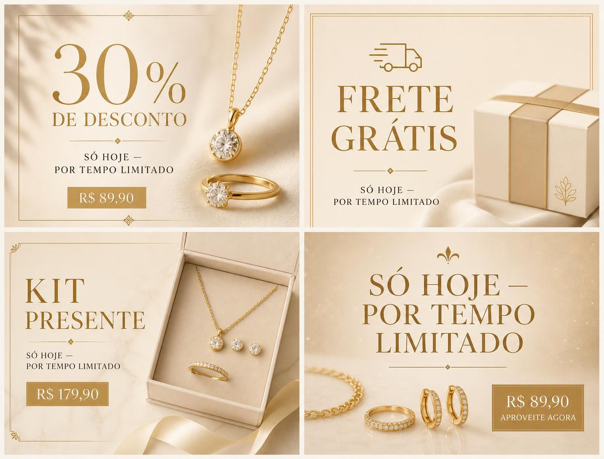 Templates de promoções e ofertas para marcas de joias