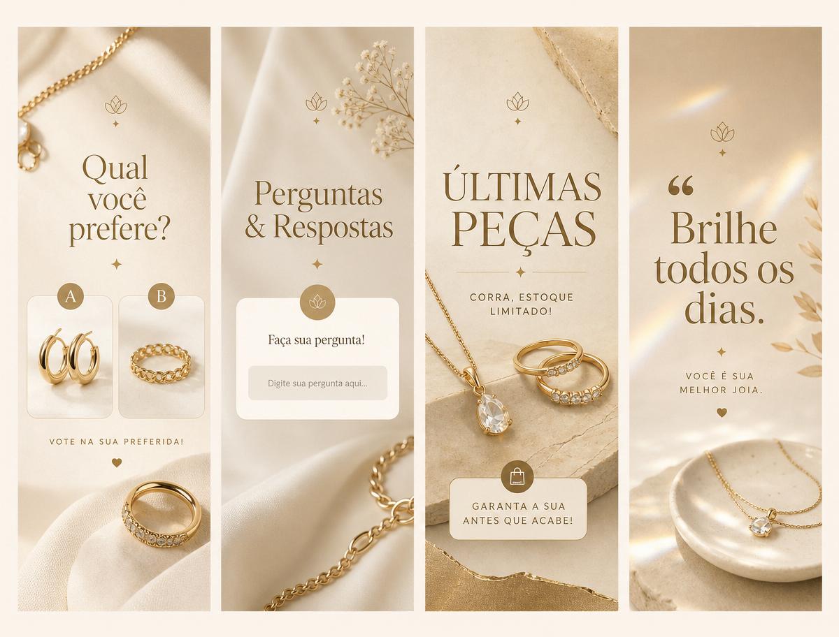 Templates de stories interativos para marcas de joias